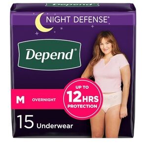 BOX 4 pack of 15, Depend Night Defense Adult Incontinence Underwear for Women